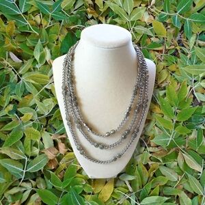 Banana Republic | NWOT Elegant Chunky Silver/Khaki Layered Necklace